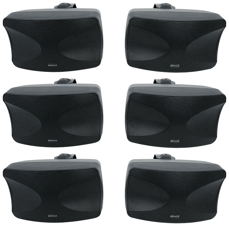 (6) Rockville WET-44 PRO Dual 4" 4-Way Swivel 70V Commercial Speakers in Black image 1
