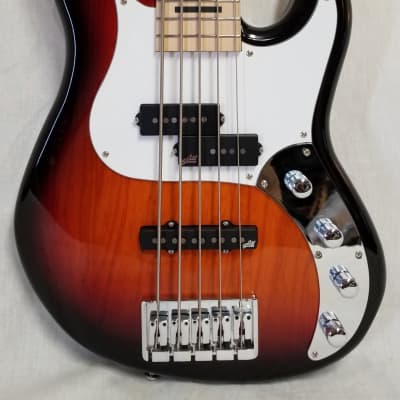 Zon Mosaic Mojo 5 String P/J Electric Bass Guitar, Ash Body, Maple Fingerboard, Brown Sunburst W/ Ba for sale