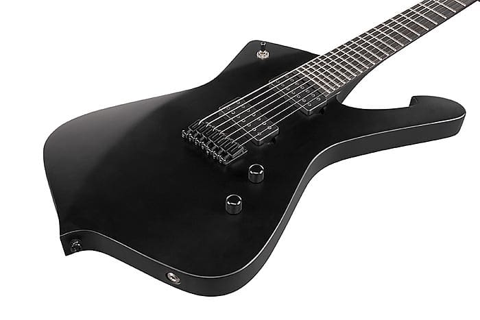 Ibanez Iceman Iron Label 7str Electric Guitar w/Bag - Black Flat