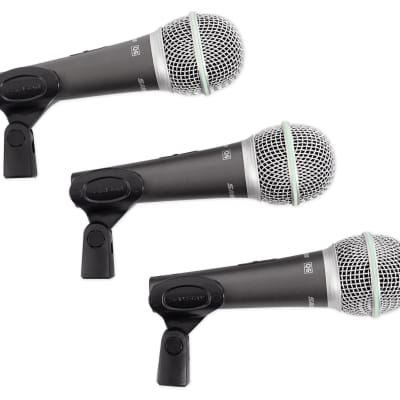 SAMSON Q6 3-Pack Dynamic Vocal Cardioid Handheld Microphones+Mic Clips+Foam Case image 3