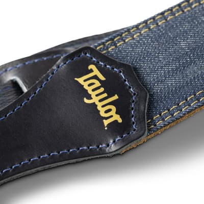 Taylor Blue Denim Strap, Navy Leather Edges, 2" image 1