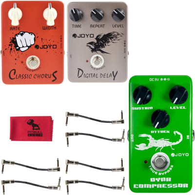 JOYO JF-10 Dyna Compressor, JF-05 Classic Chorus & JF-08 Delay Pedals w/ Cables, Cloth for sale