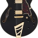 D'Angelico Excel SS Semi-hollowbody Electric Guitar - Solid Black with Stairstep Tailpiece