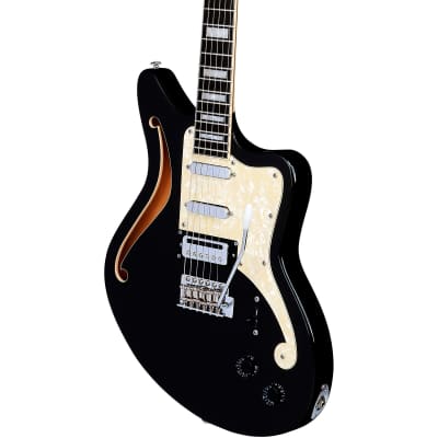 D'Angelico Premier Series Bedford SH Limited-Edition Electric Guitar with Tremolo Black Flake image 2
