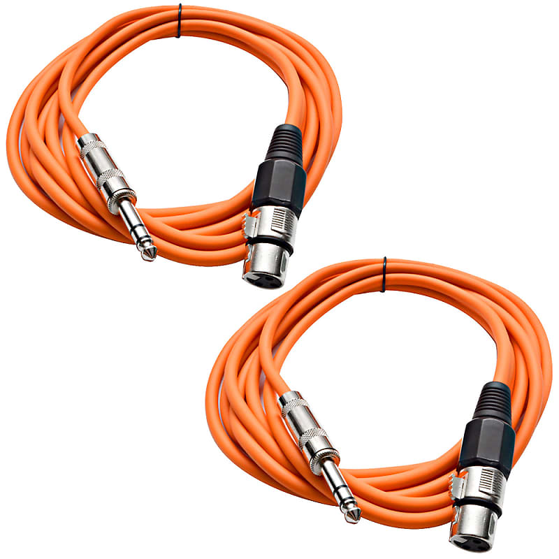 2 Pack of 1/4 Inch to XLR Female Patch Cables 10 Foot Extension Cords Jumper - Orange and Orange image 1