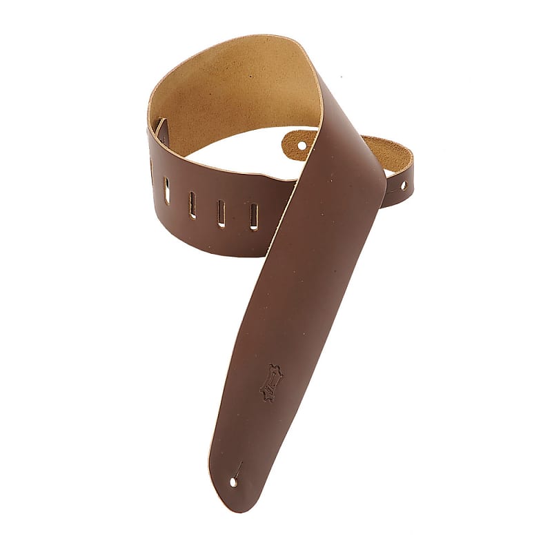 Levy's Leathers - M4-BRN - 3 1/2" Wide Brown Genuine Leather Bass Strap image 1