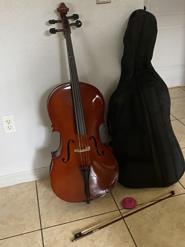 Palatino VC-450 Allegro Solid Ebony 4/4 Full-Size Cello w/ Gigbag, Bow image 1