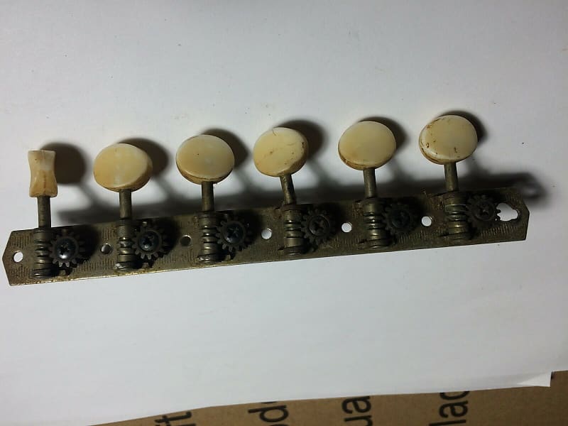 Vintage 6Inline Guitar Tuners, Bass Side White Buttons Reverb