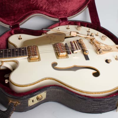 Gretsch  Model 6137 White Falcon Stereo Thinline Hollow Body Electric Guitar (1967), ser. #117912, original grey tolex hard shell case. image 13