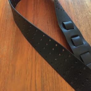 Volume & Tone Perforated Leather Guitar Strap Brand New Black Leather image 2