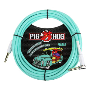 Pig Hog PCH20SGR Vintage Series 1/4" TS Straight to Right-Angle Instrument/Guitar Cable - 20'
