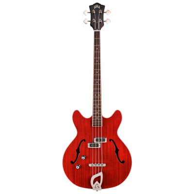 Guild Starfire I Semi-Hollow Left Handed 4-String Bass, Rosewood, Cherry Red image 1