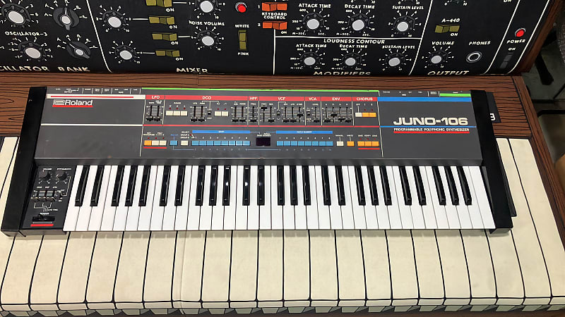 Roland Juno-106 61-Key Programmable Polyphonic Synthesizer 1984 - 1985 - Black image 1