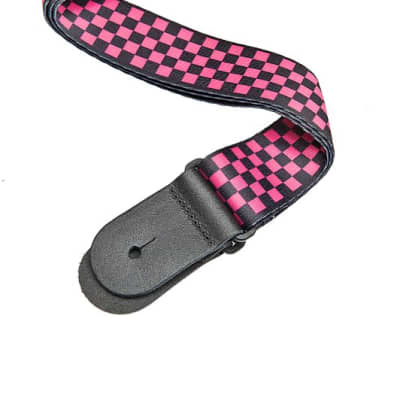 D'Addario - Planet Waves Guitar Strap Black and Pink Checker Woven