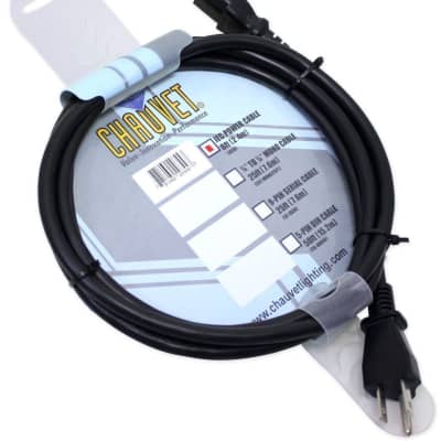 Pair Of Chauvet IEC8 8' Foot IEC 3 Pin 16 Gauge Pro Lighting Effect Power Cables image 2