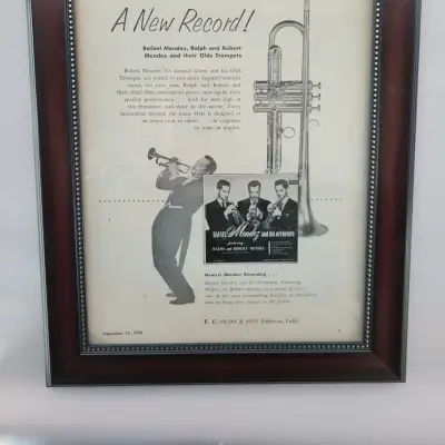 1956 Olds Band Instruments Promotional Ad Framed Rafael Mendez Olds Trumpet Original for sale