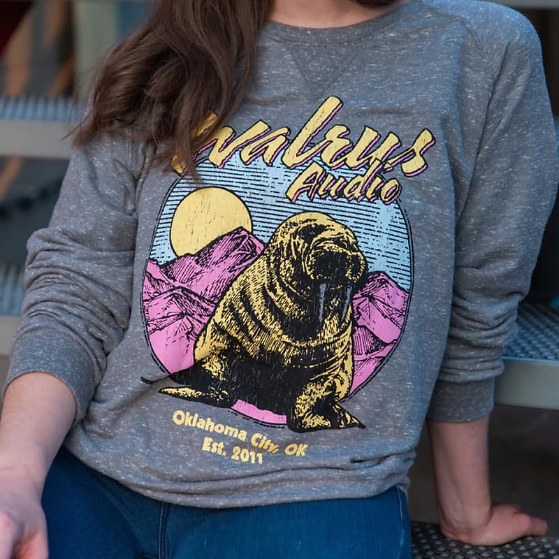 Mint Walrus Audio Vintage Crest Sweatshirt, Grey, Extra Large (XL) image 1