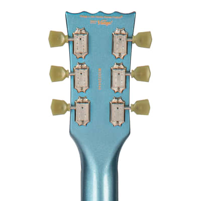 Vintage VSA500B ReIssued Semi Acoustic Guitar w/Bigsby ~ Gun Hill Blue image 7