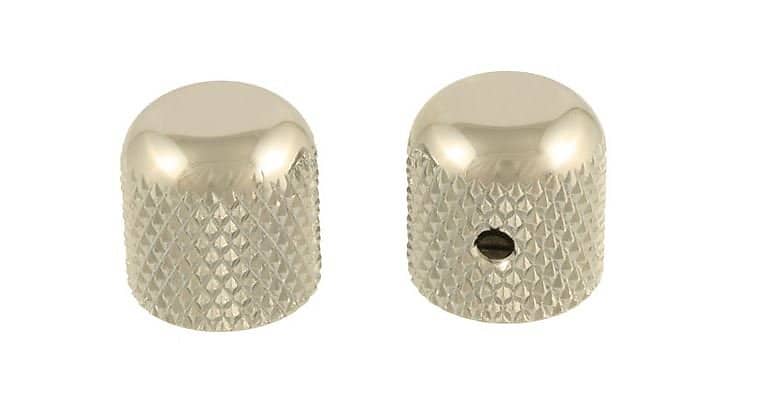 Guitar Dome Knobs (2) For USA Solid Shaft Pots - NICKEL image 1