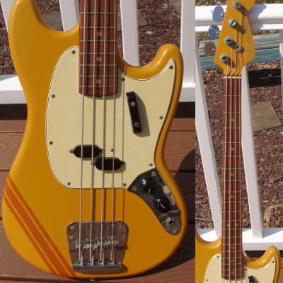 Fender Mustang Bass Competition Orange Matching Headstock RARE 1968 image 4