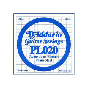 D'Addario PL020 Plain Steel Guitar Single String .020