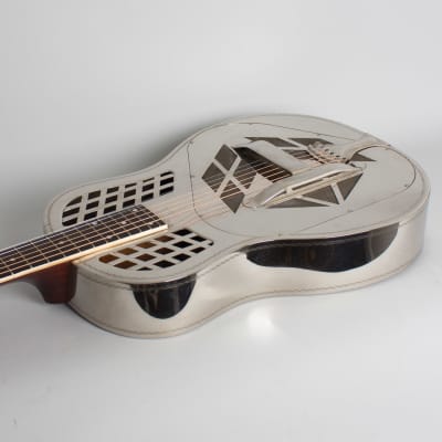 National  Style 1 Tricone Roundneck Resophonic Guitar (1935), ser. #S-5773, original black hard shell case. image 7