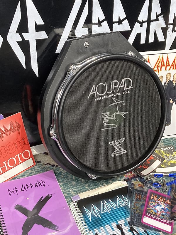 Hart Dynamics - Rick Allen's Def Leppard Adrenalize Tour, 10" Hart AcuPad Trigger Pad (RA #2078) AUTOGRAPHED HEAD!! 1990s - Gold image 1