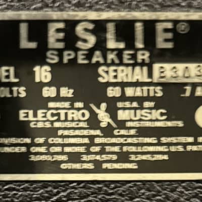 Leslie Model 16 Rotating Speaker 1960's  - Black image 5