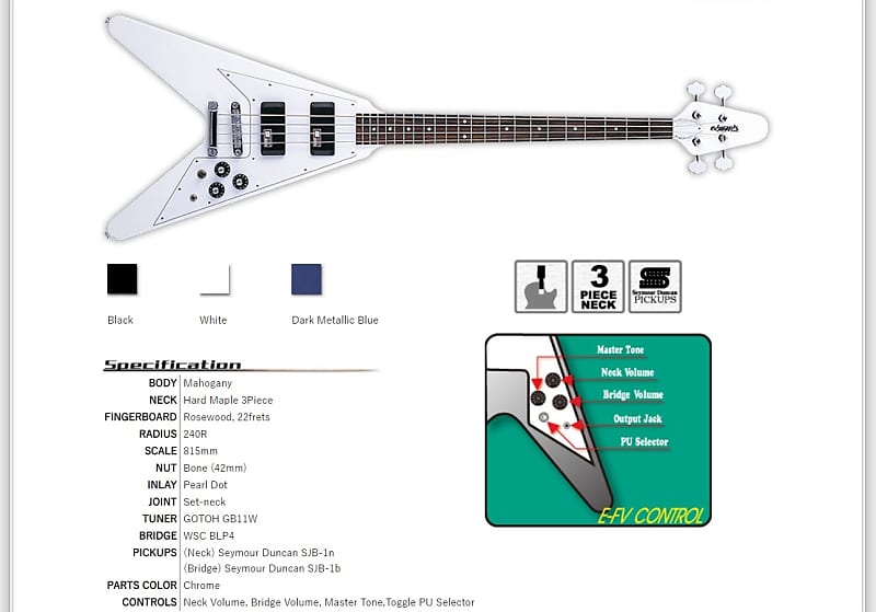 ESP Edwards E-FV-103B 2010 White | Reverb