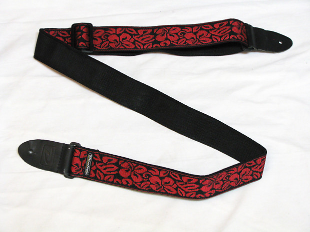 DUNLOP Hawaiian flower Five O black red GUITAR strap D38 06 FIRE SALE