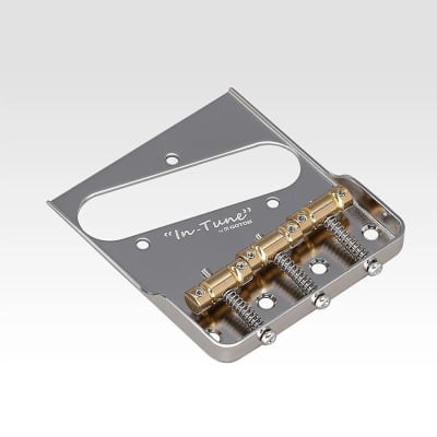 Gotoh BS-TC1S In-Tune Steel Tele Bridge, Cut Down Sides, Brass Saddles - NICKEL