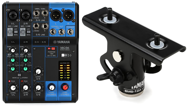 YAMAHA MG06 BMS-10A付き Yamaha MG06 6-channel Analog Mixer Bundle with Yamaha BMS10A