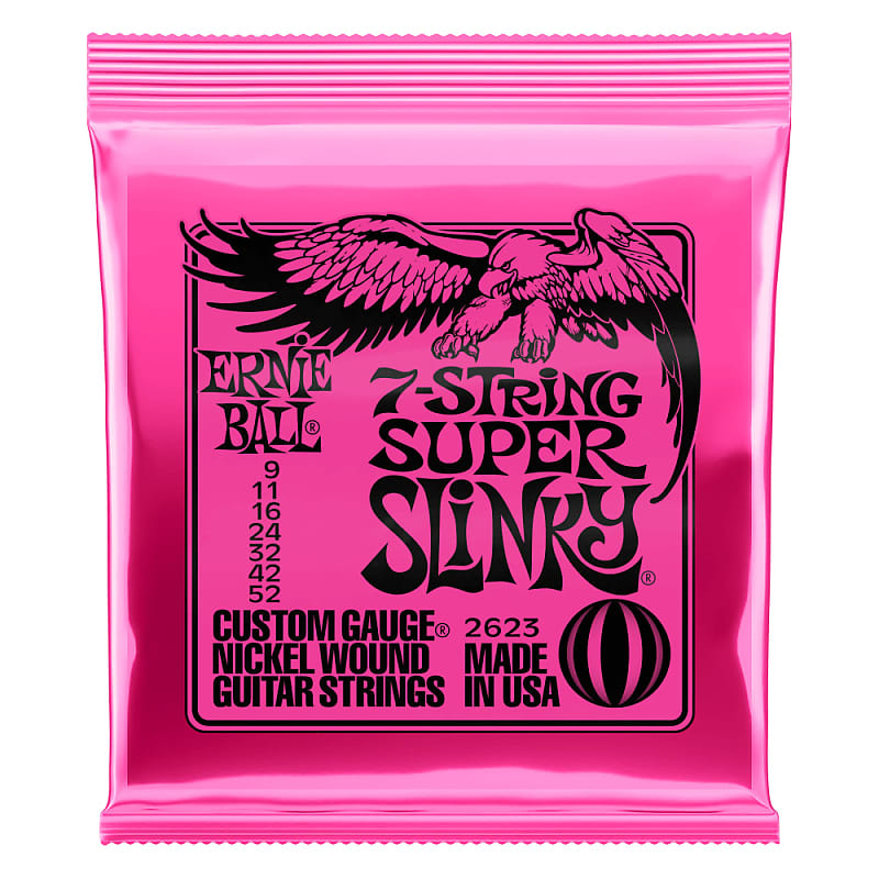 Ernie Ball Super Slinky 7-String Nickel Wound Electric Guitar Strings 9-52 Gaug image 1