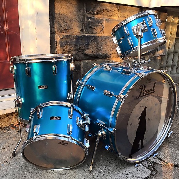 Pearl Fiberglass 1970s Blue Drum Kit