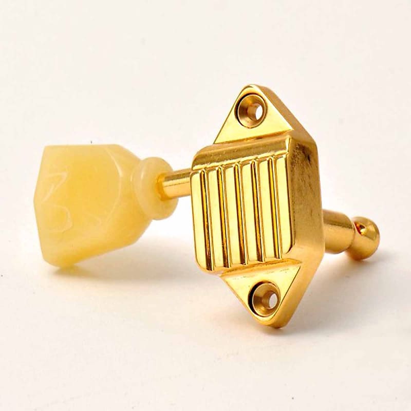 6 Kluson 3+3 Gold Waffleback Vintage Tuners 18:1, Keystone Pearl buttons