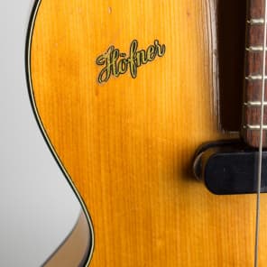 Hofner Club 50 Arch Top Hollow Body Electric Guitar, c. 1959, period black hard shell case. image 8