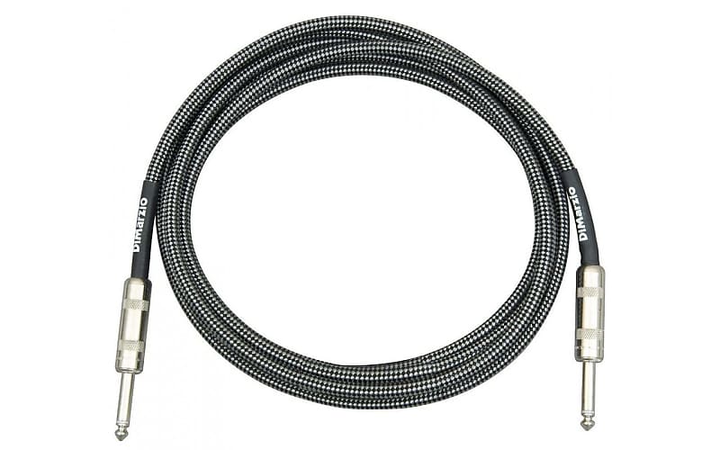 DiMarzio EP1710SSBKGY Overbraid 1/4" TS Instrument Cable - 10' - Black/Gray image 1