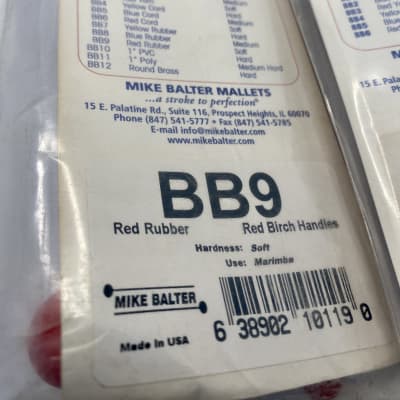 Mike Balter Basics BB9 Soft Rubber Birch Marimba Mallets (x2 pair) image 6
