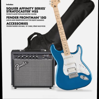 Fender Squier Affinity Series Stratocaster HSS Lake Placid Blue Electric Guitar Pack image 3