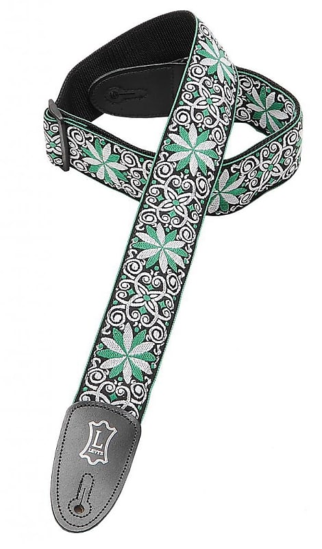 Levy's Guitar Strap, M8HT-11, 2" 60's Hootenanny Jacquard Weave w/ Leather Ends image 1