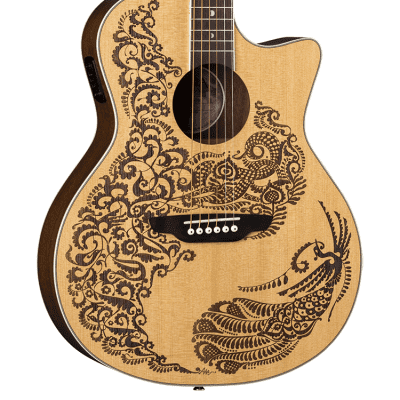 Luna Guitars Henna Paradise Select Spruce Acoustic-Electric Guitar Satin Natural Support Indie Music image 1
