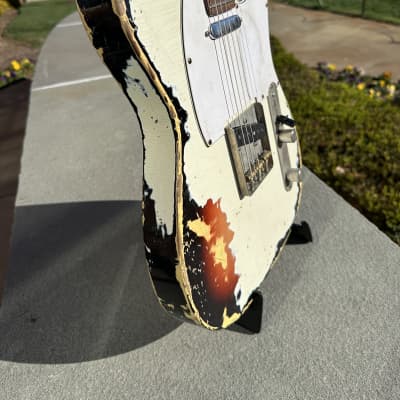 Fender Telecaster MJT 2015 - Olympic White Over Sunburst Heavy Relic image 10