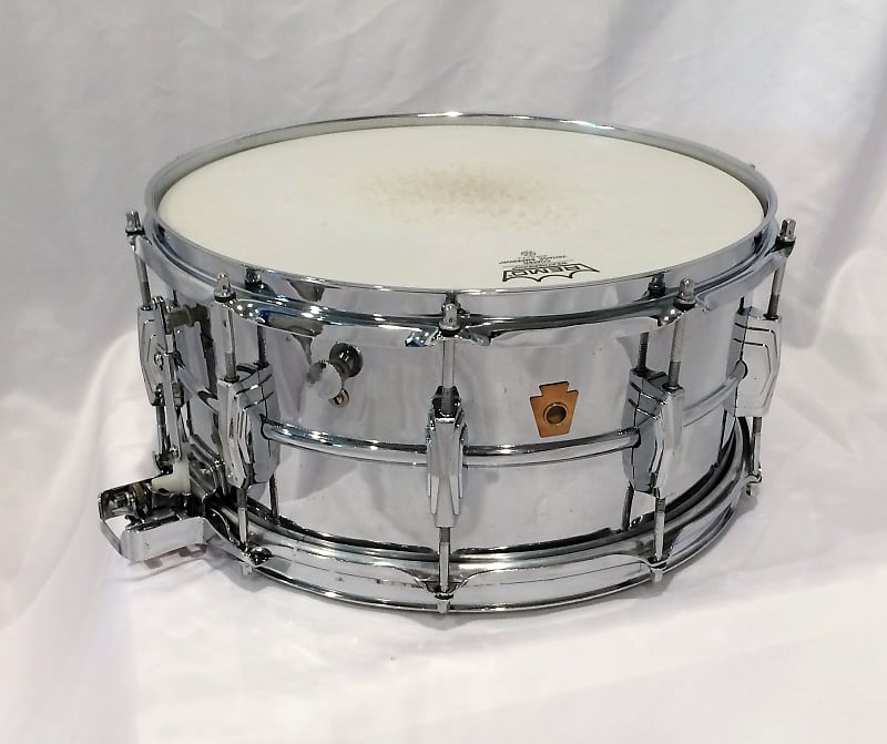 Ludwig No. 411 Super-Sensitive 6.5x14" Chrome Over Brass Snare Drum with Keystone Badge 1960 - 1963 image 1