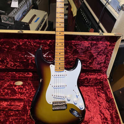 Fender 1955 Strat Custom Shop REL 2021 - Rare Faded Swamp Burst.  7lbs 10oz Chicago Special Alnico 5 Pickups All Original with Tweed Case!  One Hot Beast! image 11