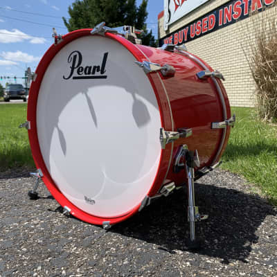Vintage Pearl World Series Ferrari Red 22x16" Bass Drum Kick with Mount, Chrome Hardware, T-Rods image 1