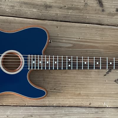 Fender American Acoustasonic Tele Plek’d and Perfected with Locking Tuners! Steel Blue image 1