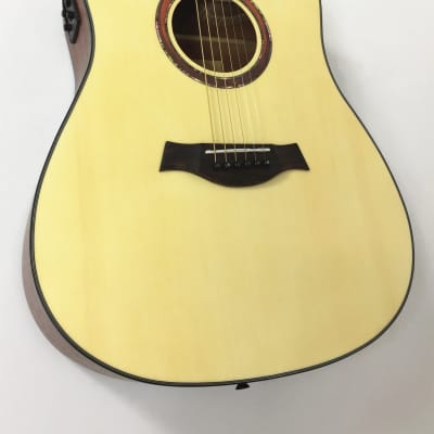 Haze W1654CEQN Dreadnought Solid Spruce Top Built in Tuner/EQ Electro-Acoustic Guitar - No case or bag image 4