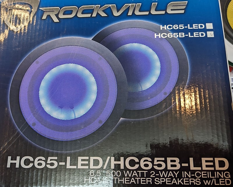 Rockville HC-65B-LED 6.5-inch 2-way Speaker Pair | Kevlar Cone + 10 oz. Ferrite Magnet | 8 Ohms + 80 Watts RMS each | 60Hz - 20 kHz 89dB @ 1w/1m image 1