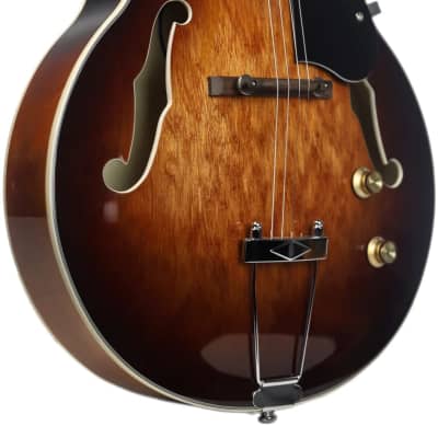 Eastwood TG-150 Basswood Maple Veneer Archtop Body Maple Set Neck 4-String Tenor Electric Guitar w/Hardshell Case image 3