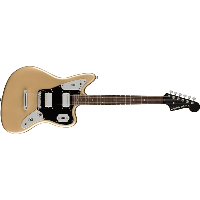 Fender Contemporary Jaguar HH ST Guitar, Laurel, Black Pickguard, Shoreline  Gold